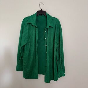 Green Textured Button Up Shirt